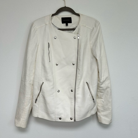 Banana Republic White Zip Up Women’s cotton bomber Jacket size 12 - Picture 1 of 7